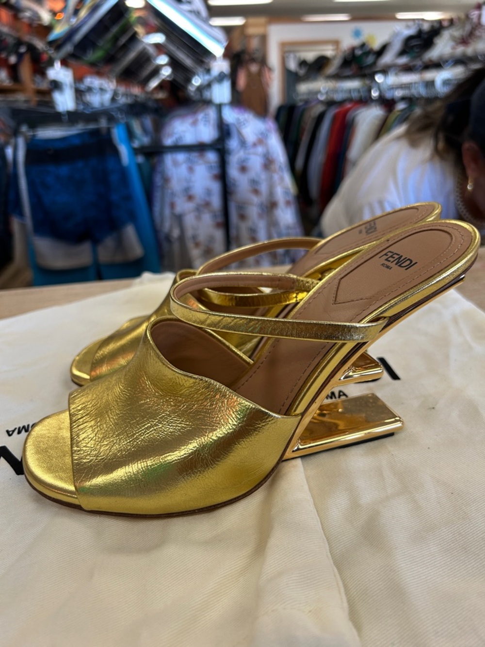 Fendi First gold lambskin Heels size 37 - Picture 7 of 8